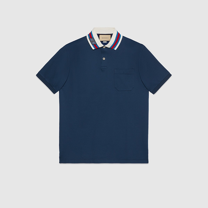 gucci inter‑g collar short‑sleeve polo shirt